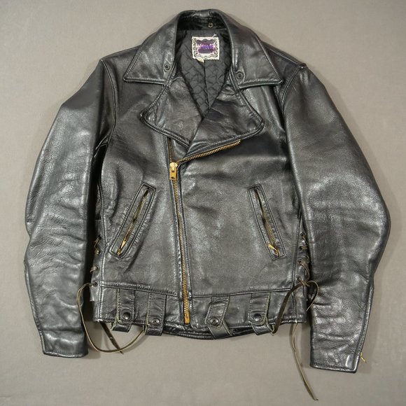 Leather Forever Other - Rare Vintage Leather Forever Jacket Mens Medium 1970's Black Motorcycle Biker